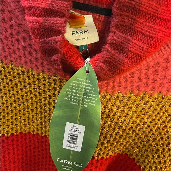 🛍️WEEKEND SALE🛍️ Farm Rio shiny stripes knit sweater - new with tags - Picture 4 of 5